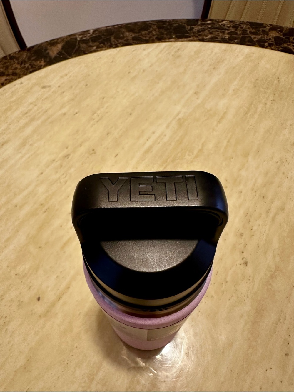 New Yeti Rambler 26oz Bottle in Pastel Pink with Black Lid - Picture 3 of 5